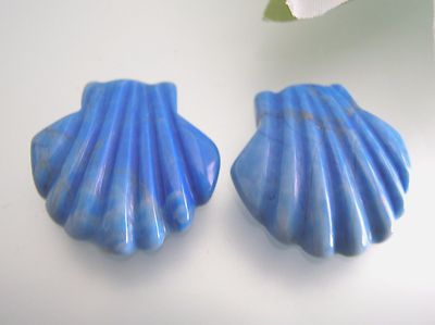 3D Sea Shell shape Vintage light Blue Howlite half drilled gemstone for DIY ER