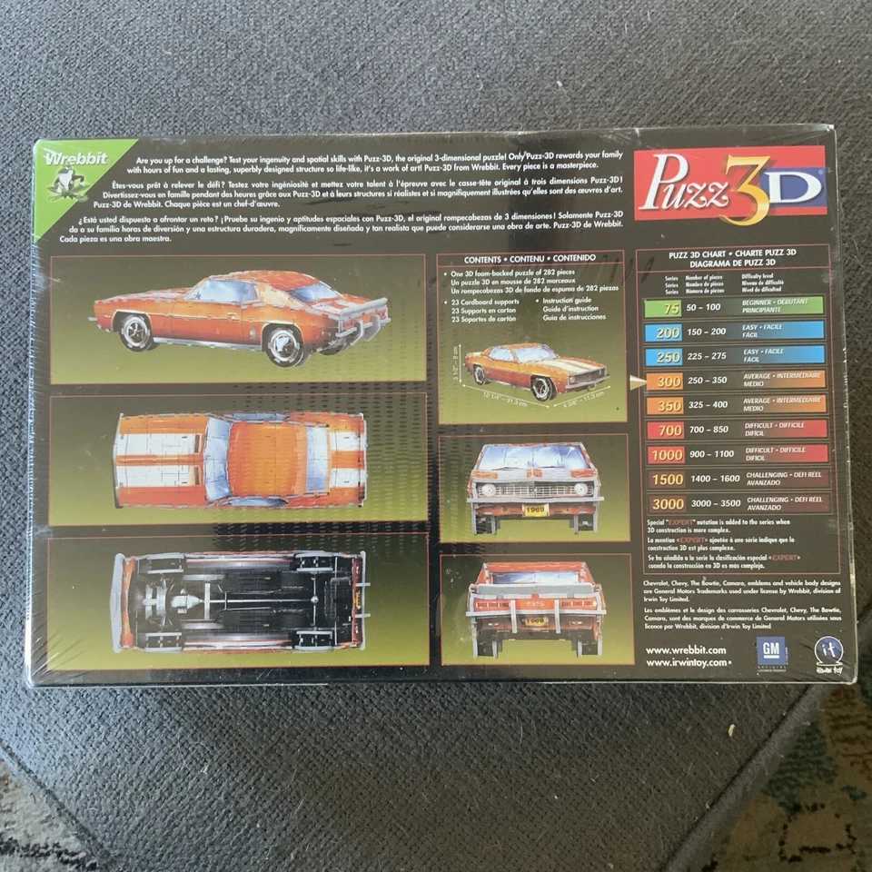 Rompecabezas Wrebbit 1969 Camaro SS 3D sellado nuevo en caja 300 piezas - raro difícil de encontrar Foto 4 de 4