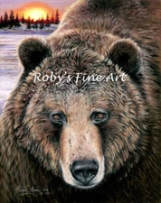 Limited Edition Grizzly Bear "Eye To Eye" Wildlife Art Print By Roby Baer PSA