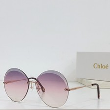 Chloe CH0063S Unisex Rimless Round Sunglasses Rose Gold Purple 64  14-140