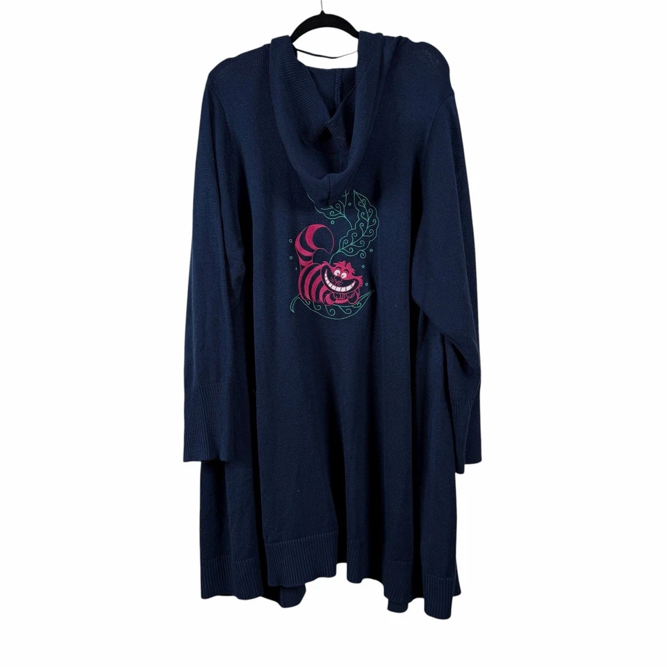 Torrid Size 5X Navy Blue Disney Alice In Wonderland Cardigan With Hood Sweater - Image 4 of 4