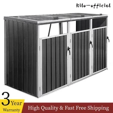 Outdoor Metal Garbage Bin Shed 3 Trash Cans Lockable Garbage Bin Shed for Garden