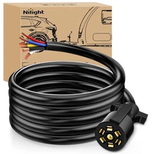 Nilight 12Feet 7way Heavy Duty 7 Pin Plug Inline Trailer Cord for Truck Camper