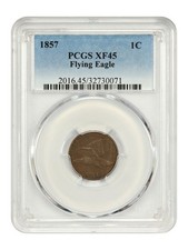 1857 1C Flying Eagle PCGS XF45 - Flying Eagle Cent - Popular Type Coin