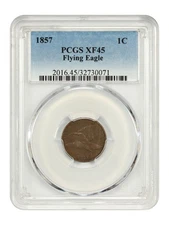 1857 1C Flying Eagle PCGS XF45 - Flying Eagle Cent - Popular Type Coin