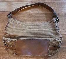 FOSSIL Genuine Classic Woven Straw Hobo Shoulder Bag Purse Leather Handles