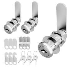 3 Pcs Cabinet Locks with Keys, 1-1/2 Inch Cam Lock Keyed Alike, Mailbox Locks...