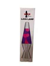 Lava The Original 14.5  Lamp Pink Wax Purple Liquid Silver Base Pre-Owned 2016