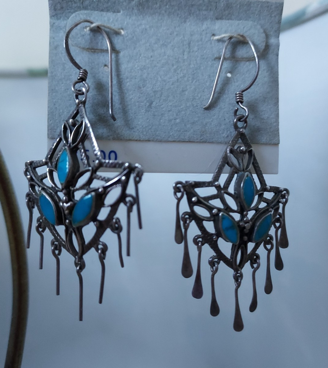 Vintage Sterling Silver Turquoise Pierced Earrings ***READ***