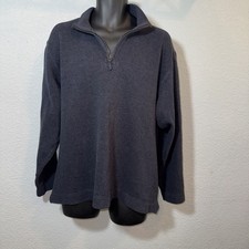Eddie Bauer Mens Large Blue Gray 1/4 Zip Pullover Long Sleeve Sweater