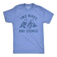 Camiseta Para Hombres Dos Pájaros Una Piedra Divertida 420 Hierba Fumando Paloma Diciendo Broma Camiseta