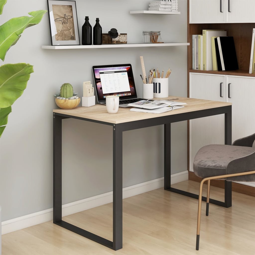 VidaXL Scrivania Computer Nera e Rovere 110x60x73 cm Legno Multistrato