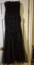 Betsy Adam NWT Black Ruched Tulle Sequin Formal Dress Size 4
