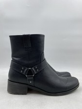 Frye & Co Czarne poliuretanowe Elodie Buty motocyklowe z piętą w stos szer. 11M