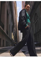 ATHLETA Pinnacle High Rise Trouser Black 10 Tall Pant Work Wide Leg Loose NWT