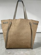 Borsa a tracolla Celine Cabas Phantom scamosciata tote bag coccodrillo goffrato marrone usata