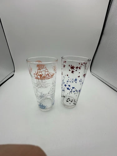 2 Hazel Atlas Vtg 1950's Stars And Monitor VS Merrimac 3/9/1862 Drinking Tumbler
