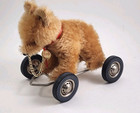 Vintage West Germany Hermann Original Mohair Teddy Bear on Wheels Tags On 5.5"