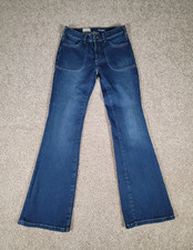 Anthropologie Pilcro The Icon Low-Rise Flare Jeans Size 26 Dark Wash Blue Preppy