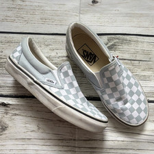 VANS Classic Slip-On Blue/White Checkerboard Canvas Low Top Sneakers Women s 7