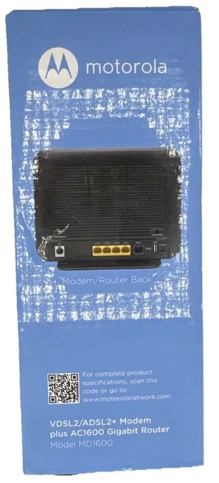 Motorola MD1600 VDSL2/ADSL2+ Modem and AC1600 WiFi Gigabit Router - Black - Image 3 of 4