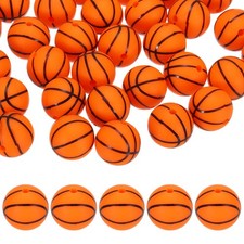 35PCS Sports Basketball Beads 15mm Silicone for DIY Crafts/Bracelet Orange Red