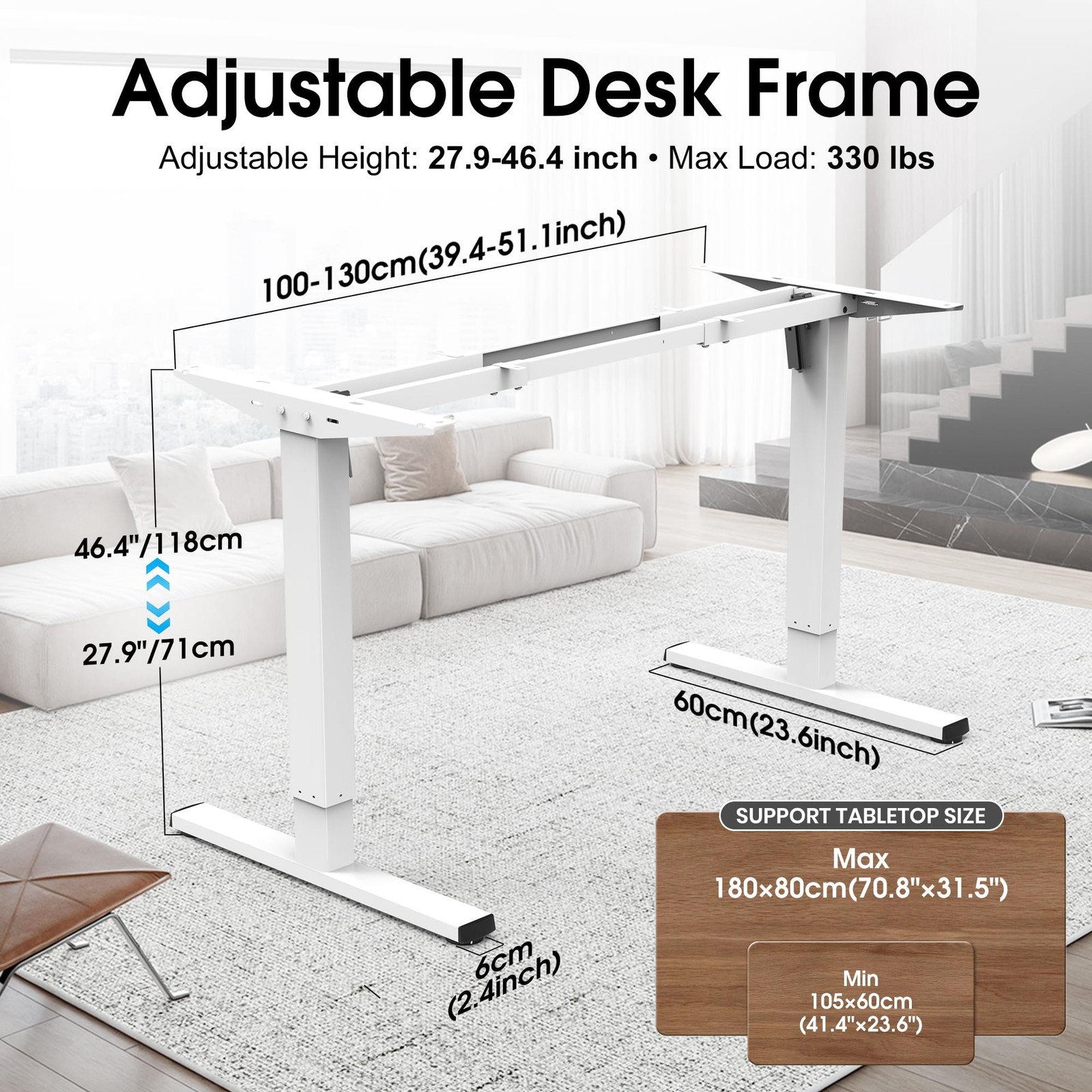 PiomuDek Standing Desk Frame with 330lbs Powerful Dual Motor, Electric Adjust...