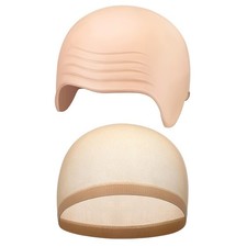 2 Pieces Halloween Bald Cap Makeup Latex Bald Head Wig Caps Cosplay Costume f...