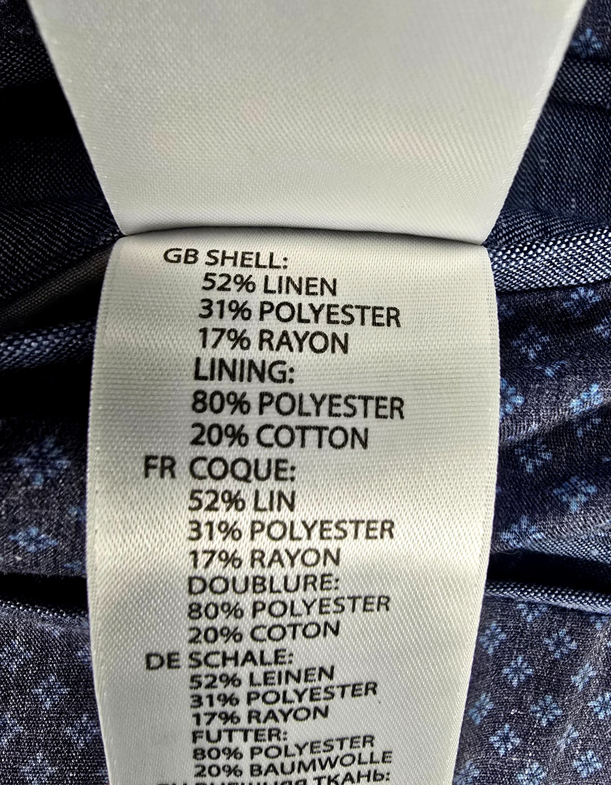 Oak Hill Linen blend Sport Coat Blazer Blue Sharkskin 2XLT 50 - 52 Long