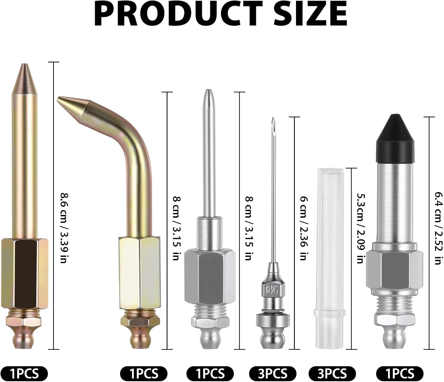 7PCS Grease Gun Accessory Kit，Including 3 Needle Nozzles 1 Needle... 