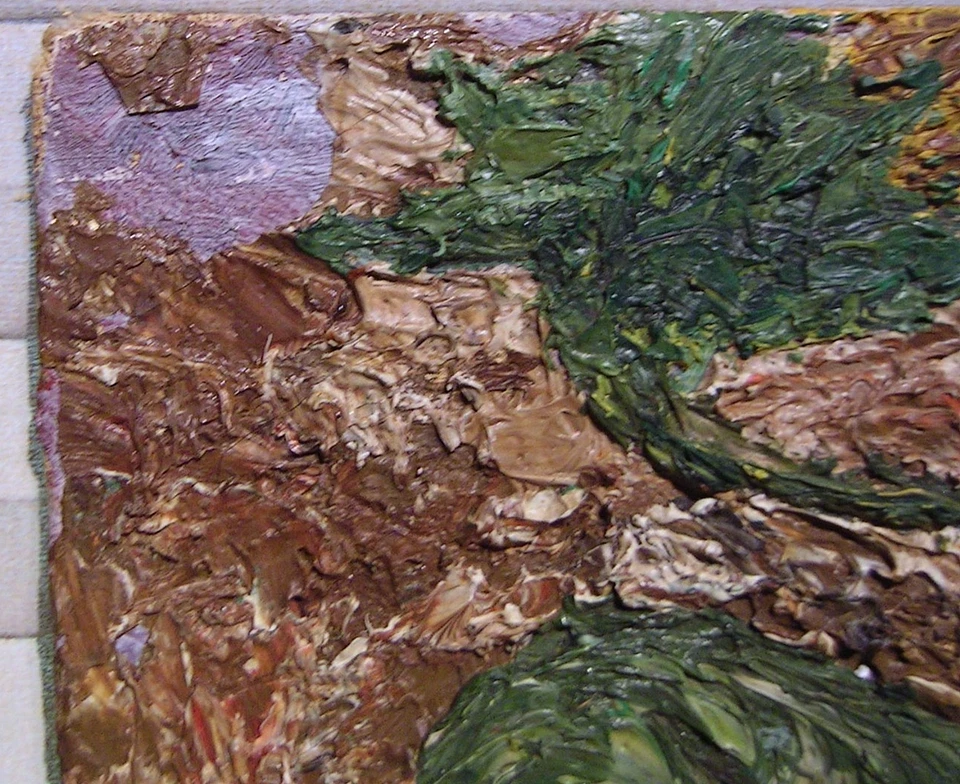 Pintura Floral Impasto Abstracto Brutalista MCM De Colección Años 60 Foto 4 de 4