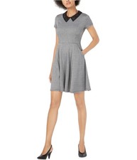 maison Jules Womens Embellished Collar Shirt Dress, Black, Small