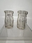 VINTAGE STORE 3¢ 3 CENT 1/4 PINT CLEAR GLASS MILK DAIRY BOTTLE SET OF 2 EUC