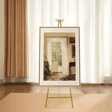 Gold Large Adjustable Floor Standing Easel for Wedding Display Metal Stand