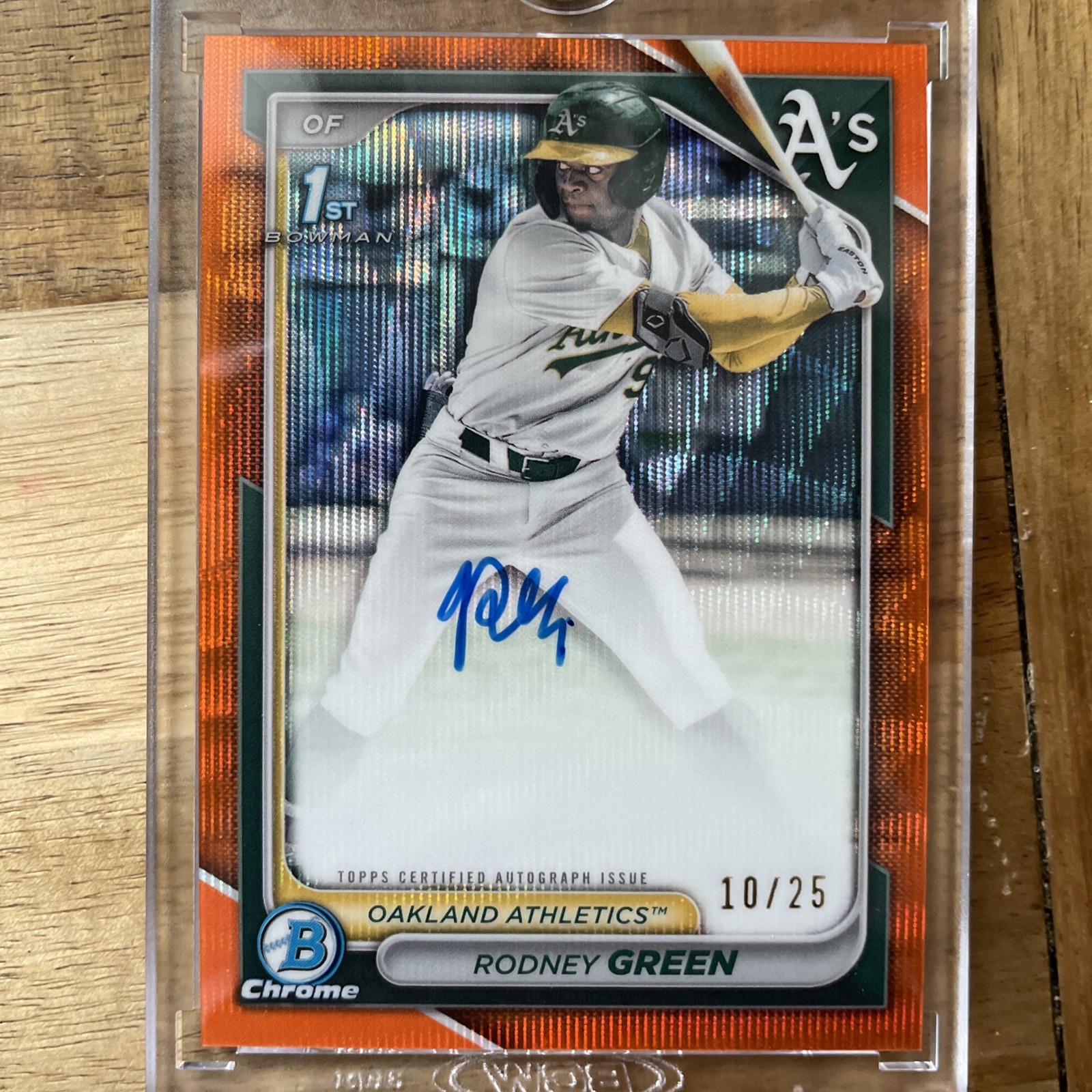 Rodney Green 2024 Bowman Chrome Draft #CPA-RG Orange Refractor Auto 1st RC 18/25