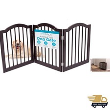 Versatile 24" H Freestanding Wooden Pet Barrier - 3-Panel Espresso Gate