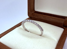 SOLID 14K White Gold  Natural Diamond Pave' Wedding Band Ring - 1/4 CTW