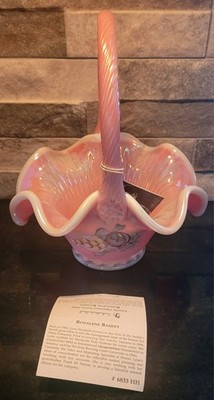 Lynn Fenton Signed Iridescent Rosalene Basket 1999 #6833 HH NIB
