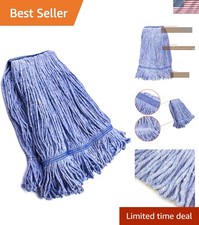 Heavy Duty Blue Cotton Mop Head Replacement - Commercial Grade, Medium Size