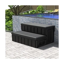 36 Inch Hot Tub Steps w/ Storage Non Slip Surface 400LBS Capacity Black ABS