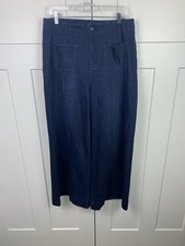 Halara LARGE Wide Leg Jeans Dark Wash Patch Pocket Front Seam Stretch