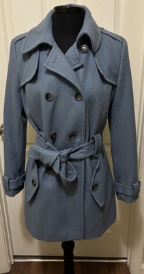Calvin Klein Peacoat Womens Small Blue High Neck Wool Blend It Has A Loose Hook￼