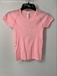 Lululemon Womens Pink Crew Neck Short Sleeve Pullover T Shirt Size 2