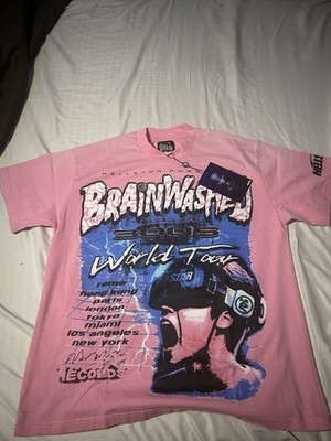 Hellstar Brainwashed World Tour T shirt Pink  New With Packaging And Tags