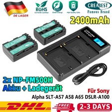 2 batterie 2400 mAh NP-FM500H per Sony Alpha SLT-A57 A68 A500 A100 + caricabatterie LCD