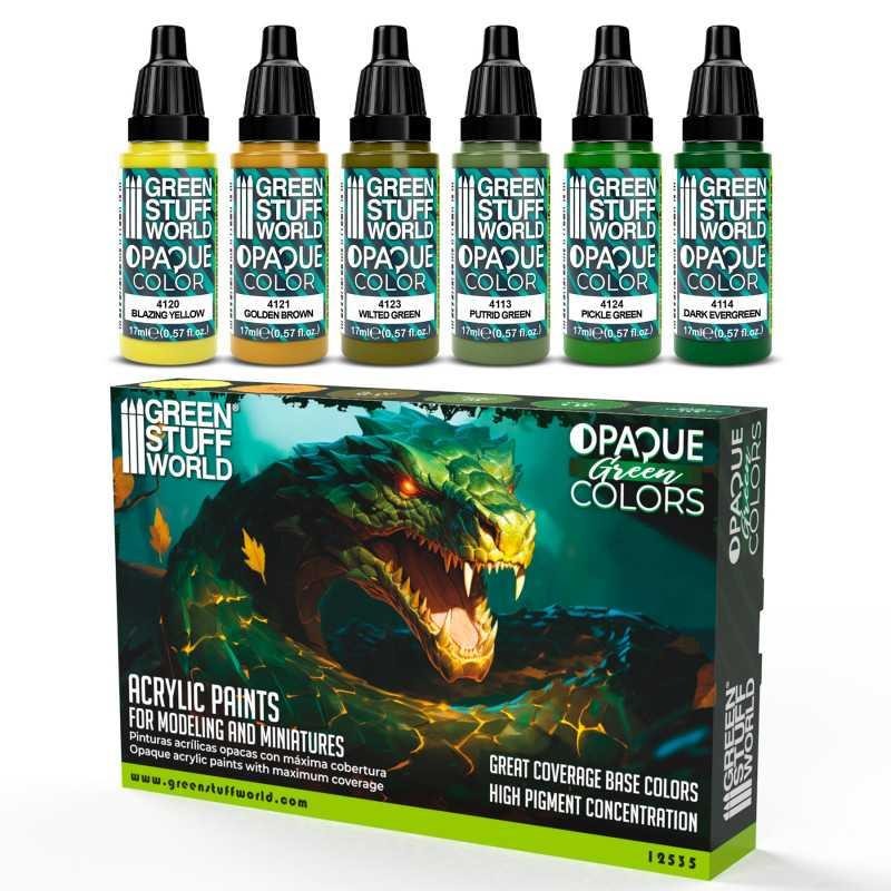 Green Stuff World - 12535 - Opaque Paint Set - Green Colours