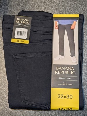 Banana Republic Men's 5 Pocket Pants Slim Fit Stretch Black Size 32X30