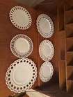 Set of 6 Vintage Milk Glass Plates – Lace Edge & Reticulated – Estate Sale