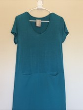 Dolan Left Coast Teal Blue Mixed Media Casual Stretch Dress Pockets Womens XS