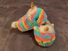 Girls Unicorn Slippers SZ 9-10 Multicolored